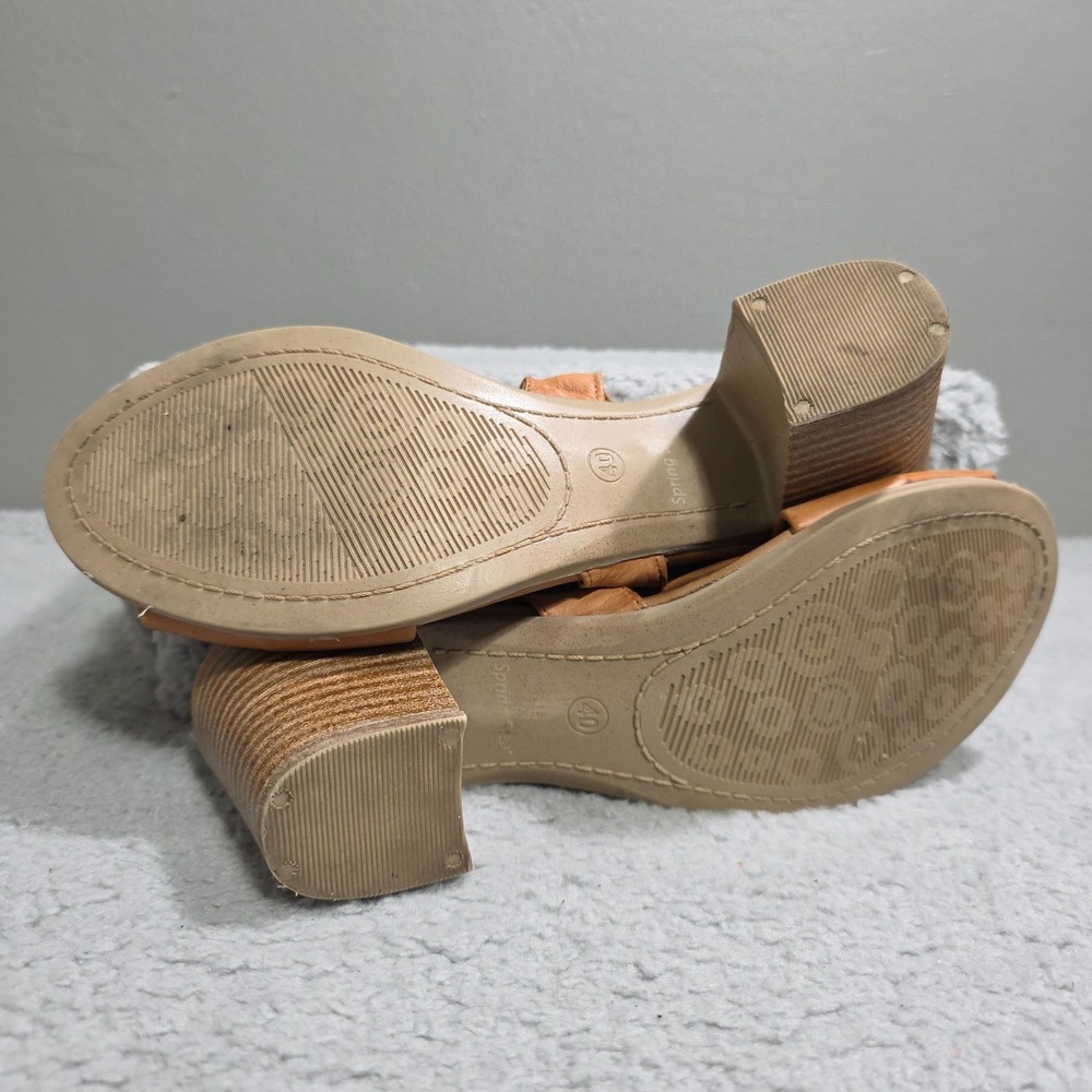 Women Vintage Style 70s 9.5 / 40 Spring Step Madeleine Brown Leather 3" Heel - Picture 8 of 8